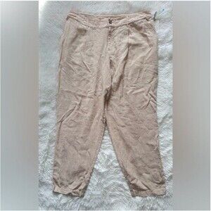 A New Day Women’s High Rise Linen Blend Tapered Pants Tan Beige Size 14 NWT